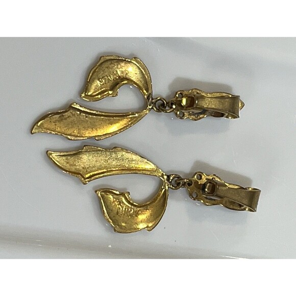 Damascene Asymmetrical Made in Spain 2" Dangle Black Silver Gold Victorian Goth - Picture 4 of 7